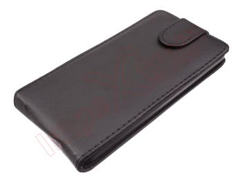 Vertical black synthetic leather for Huawei Y635